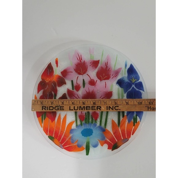 William McGrath InKogneto Fusion Art Glass Wild Flowers 11" Plate #56104 In Box - Picture 4 of 9